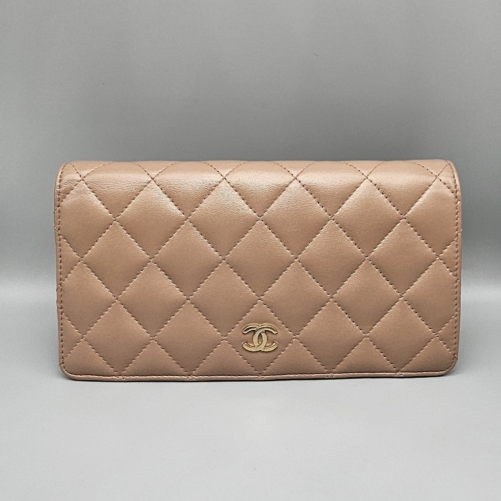 🖤CANEL Tan Quilted Leather Wallet/Clutch🖤 - Picture 3 of 17